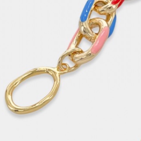 Chainlink Pride Multicolor New clip 14k Gold Plated bracelet handpainted enamel - Picture 4 of 5